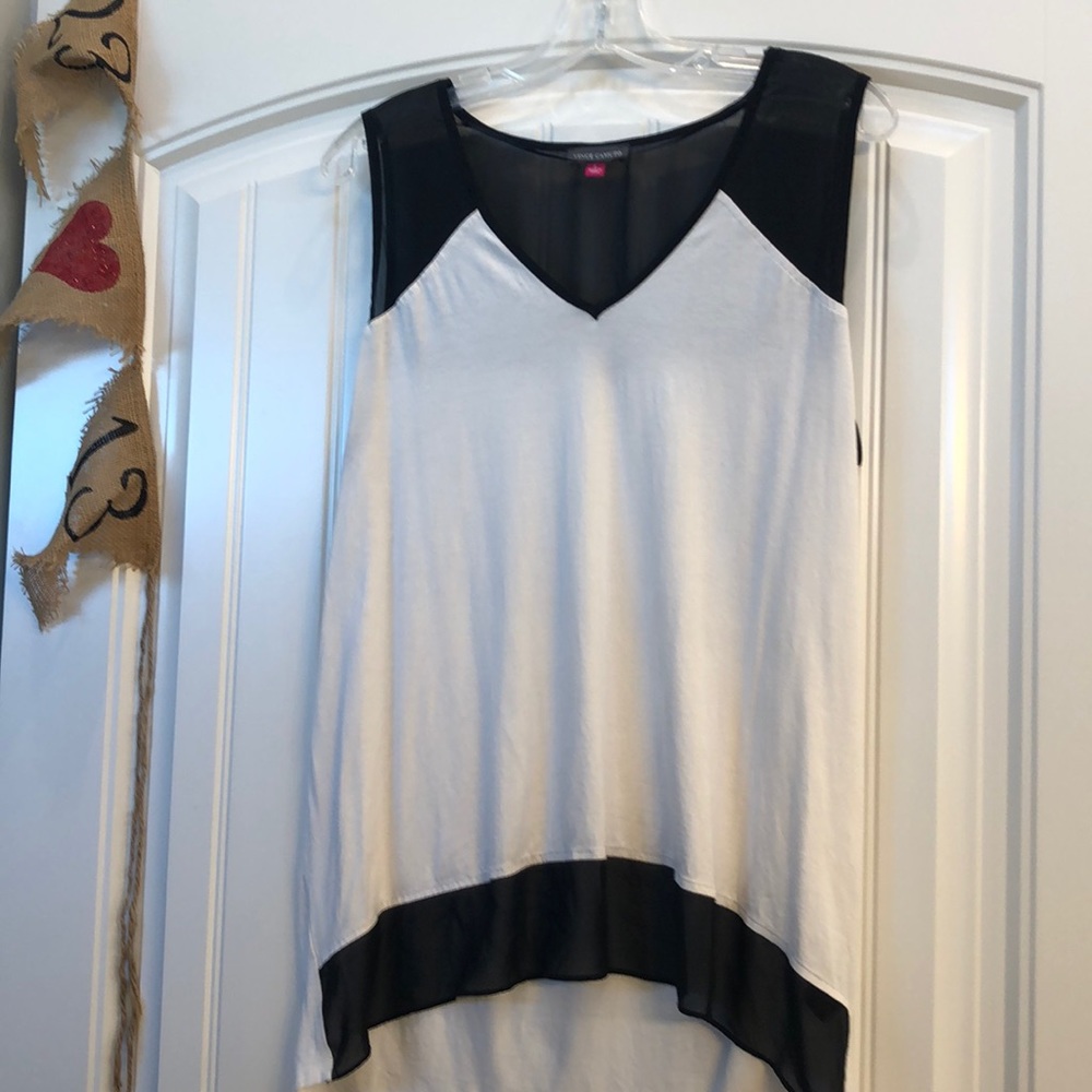Black and white blouse by Vince Camuto